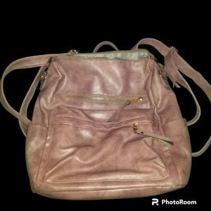 Leather Backpack Pale Pink Color